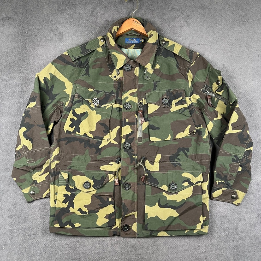 Polo Ralph Lauren Field Jacket Mens XXL Green Camo Military Utility